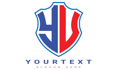 Fototapeta premium YU Two letters shield logo design.