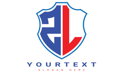 Fototapeta premium ZL Two letters shield logo design.
