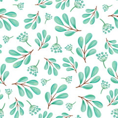 seamless watercolor background mix colorful floral flower and leaves with line art used for background texture, wrapping paper, textile or wallpaper design