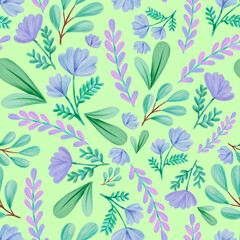 seamless watercolor background mix colorful floral flower and leaves with line art used for background texture, wrapping paper, textile or wallpaper design