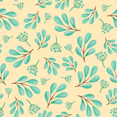 seamless watercolor background mix colorful floral flower and leaves with line art used for background texture, wrapping paper, textile or wallpaper design