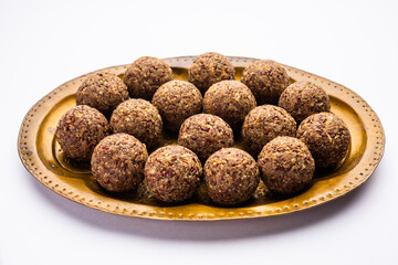 Alsi pinni laddu or flax seed laddo or healthy jawas ladoo are delicious Indian sweet energy balls