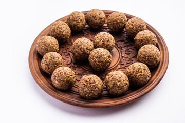 Alsi pinni laddu or flax seed laddo or healthy jawas ladoo are delicious Indian sweet energy balls