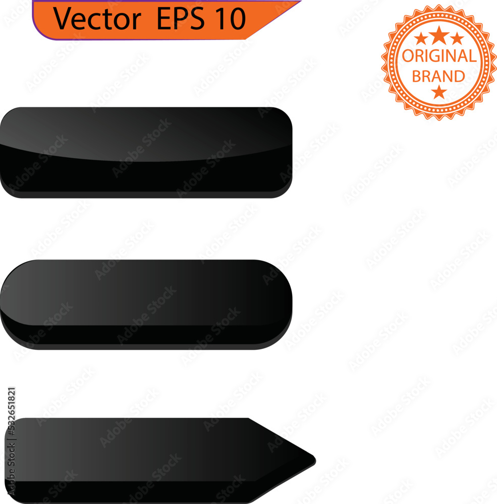 Wall mural blank elegant black buttons. set of glass black buttons and sliders, web icons of different forms. g