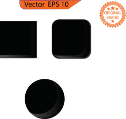 Blank Elegant black Buttons. Set of glass black buttons and sliders, web icons of different forms. Gradient mesh. Button set color black glossy. EPS 10