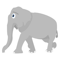 Set of wild Animal Flat Cartoon, Elephant, Cute Character Vector Illustration.