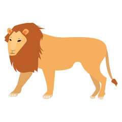 Set of wild Animal Flat Cartoon, Lion, Cute Character Vector Illustration.