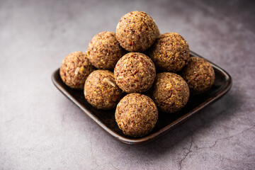 Alsi pinni laddu or flax seed laddo or healthy jawas ladoo are delicious Indian sweet energy balls