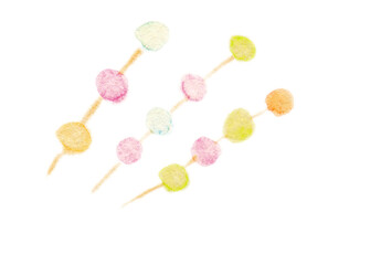 年賀状素材16: 手描きの水彩画　カラフルな飾り玉（透過背景）
