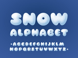 Winter snowy alphabet for Christmas design. Vector font