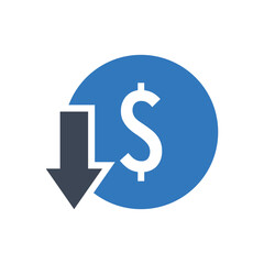 Price decrease icon vector graphic illustration