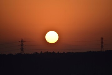 Fototapeta premium Sunrise countryside view. 