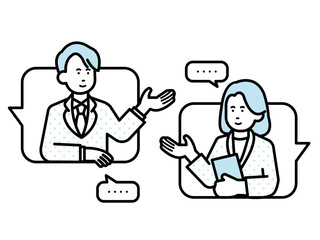 コミュニケーションを取るビジネスパーソンのイメージイラスト素材