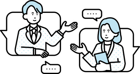 コミュニケーションを取るビジネスパーソンのイメージイラスト素材