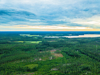 Fototapeta na wymiar Countryside aerial view of landscape, Skinnarby, Finland