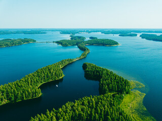 Esker road in Punkaharju in the middle of lake Saimaa, Finland