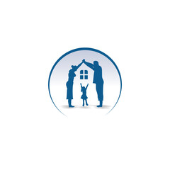 Building logo with people family ,fun icons, Creative home icon