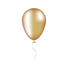 Airy realistic golden balloon with highlights. Vector illustration for card, party, design, flyer, poster, decor, banner