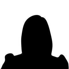 Silhouette of an unknown young woman on a white background.