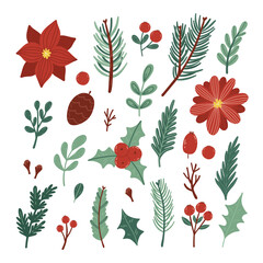 Set of hand draw Christmas and New year elements,winter and holiday vector collection.