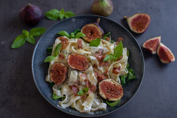 fig pasta with fresh basil