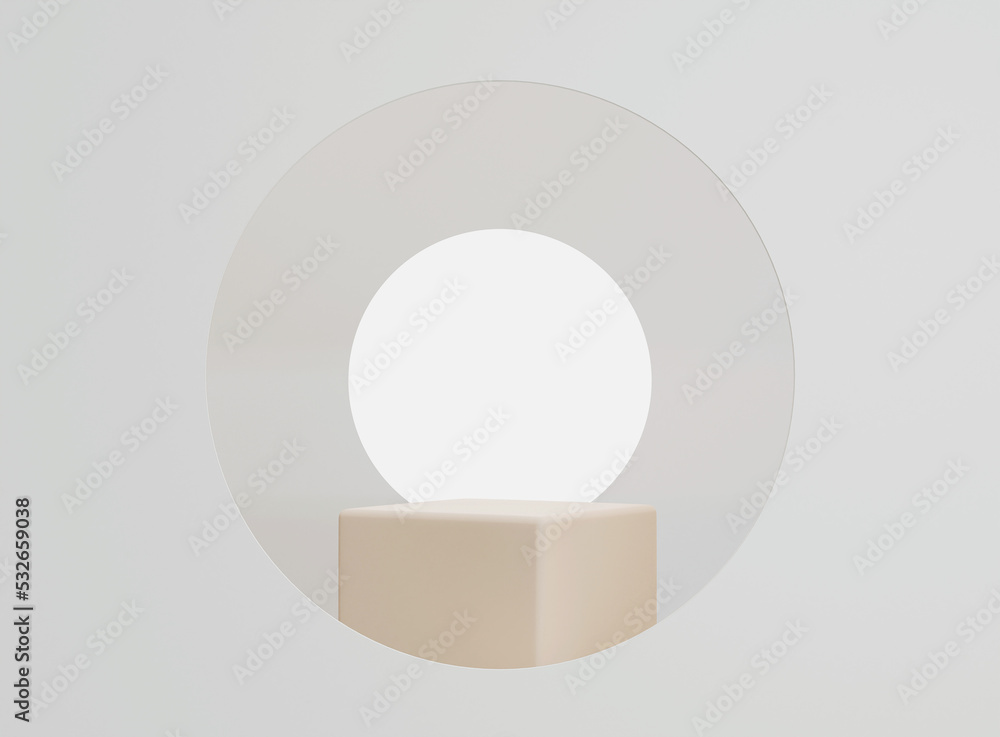 Poster empty cylinder podium on minimal background. abstract minimal scene with geometrical forms. design f