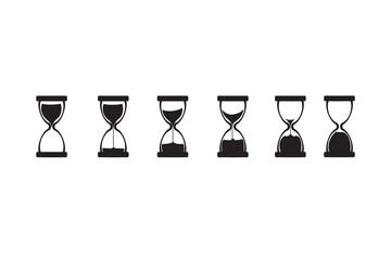 A set of hourglass Icons. Vector illustration on a white background