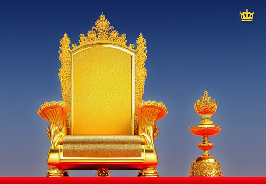 3d Graphic Illustration Of Empty Golden Royal King Throne