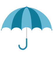 Blue umbrella on a white background. Umbrella icon, rain protection, weather forecast. Nice blue umbrella isolated on white background