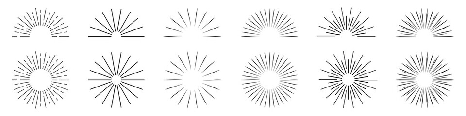 Obraz premium Sunburst Or Starburst Element Set - Different Vector Illustrations Isolated On White Background