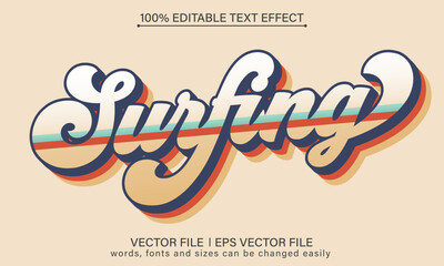 Surf surfing style typography text effect - obrazy, fototapety, plakaty