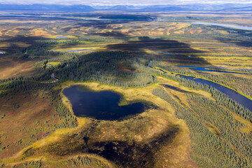 Beautiful landscape view of Kobuk Valley National Park in the arctic of Alaska, one of the least...