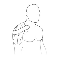 Kinesiology therapeutic sports tape on shoulder sketch vector illustration.