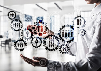 Cogwheels and gears mechanism as social communication concept