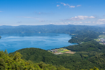 Fototapeta na wymiar 有珠山ロープウェイから眺める洞爺湖のブルー