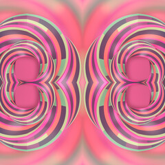 Digital illustration pattern of twisted shapes with iridescent stripes. Geometric background. 3d rendering