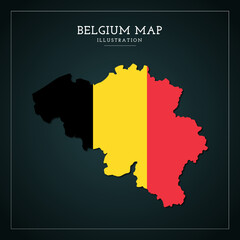 3D Belgium flag map vector Illustration