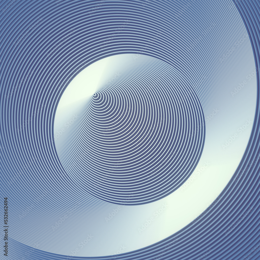 Poster Pattern of lines on a blue background representing a circular three-dimensional shape. 3d rendering digital illustration