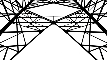 high voltage towers pylon on isolated white background