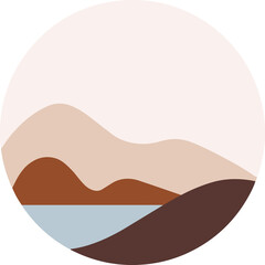 Modern nature shapes with sun moon mountains view
