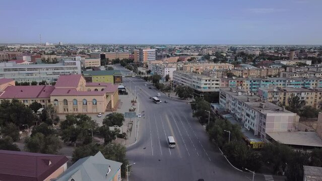 Aerial Panorama Of The City Of Kyzylorda In Kazakhstan