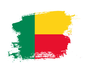 Artistic Benin national flag design on painted brush concept