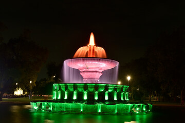 Night view of sansad bhavan fountain