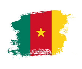 Artistic Cameroon national flag design on painted brush concept