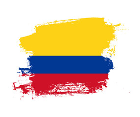 Artistic Colombia national flag design on painted brush concept