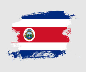 Artistic Costa Rica national flag design on painted brush concept