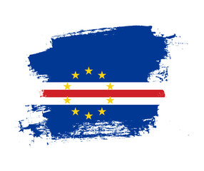 Artistic Cape Verde national flag design on painted brush concept