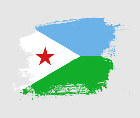 Artistic Djibouti national flag design on painted brush concept