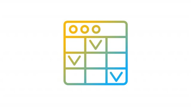 Animated task schedule gradient icon. Prioritize work and goals. Tasks management software. Seamless loop 4k video with alpha channel on transparent background. Outline motion graphic animation