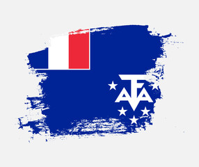 Artistic French Southern and Antarctic Lands national flag design on painted brush concept